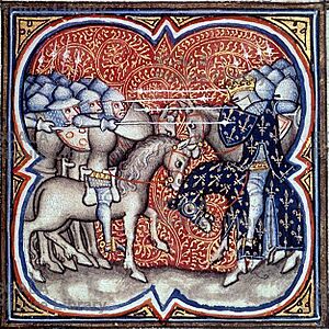 Charles Martel fighting the Saracens at Tours-Poitiers in 732, Great Chronicles of France (27408010460)