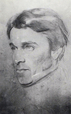 Crayon portrait of Thomas Carlyle by Samuel Laurence, circa 1838