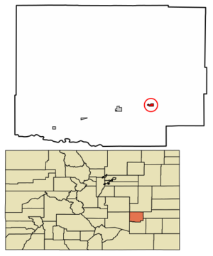Location within Crowley County and Colorado