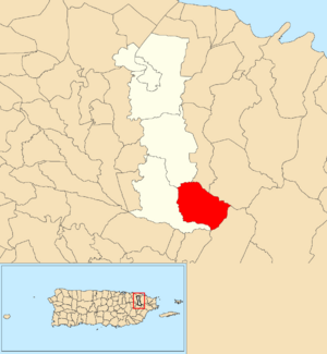 Location of Cubuy within the municipality of Canóvanas shown in red