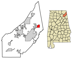 Location of Mentone in DeKalb County, Alabama.