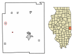 Location of Redmon in Edgar County, Illinois.