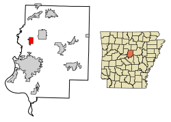 Location of Wooster in Faulkner County, Arkansas.