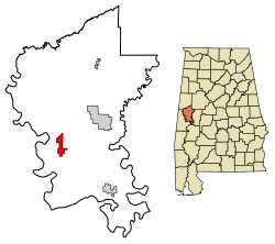Location of Boligee in Greene County, Alabama.