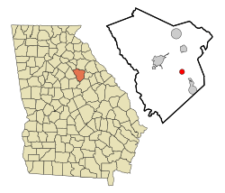 Location in Greene County and the state of Georgia