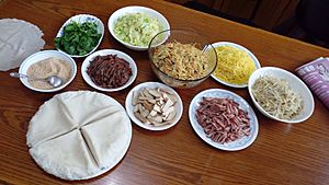 Ingredients for making a Taiwanese Spring Roll in Changhua City