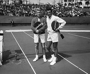 Lew Hoad and Robert Haillet at Professional Championship Noordwijk 1961