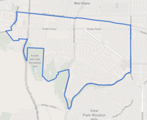 Map of the Baldwin Hills/Crenshaw neighborhood of Los Angeles,as delineated by the Los Angeles Times