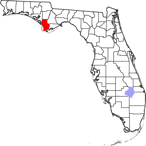 Map of Florida highlighting Gulf County