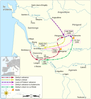 Map of Gascon campaign of 1345