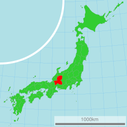 Map of Japan with Gifu highlighted