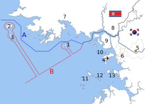 Map of Korean maritime border