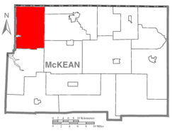 Map of McKean County, Pennsylvania highlighting Corydon Township