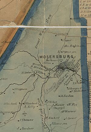 Map of Mosersburg, Somerset County, Pennsylvania, from 1860 Somerset County Map by Edward L Walker