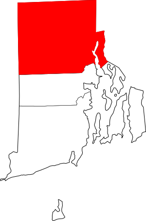 Map of Rhode Island highlighting Providence County