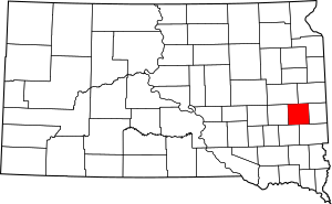 Map of South Dakota highlighting Lake County