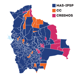 Mapa Electoral de Bolivia por municipios 2020.svg