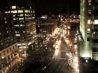 Market Square, as seen at night facing South