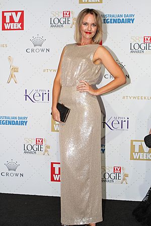 Michelle Langstone arrives at the 58th Annual Logie Awards at Crown Palladium on May 8, 2016 in Melbourne, Australia. (26836177471).jpg