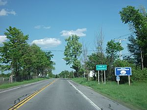 Signage denoting entrance into the town of Stockholm along New York State Route 11B.