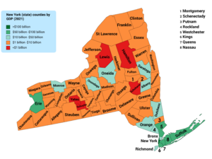 New York (state) counties by GDP (2021)