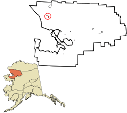 Location in Northwest Arctic Borough and the state of Alaska.
