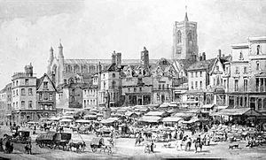Norwich Market Place, David Hodgson c.1855