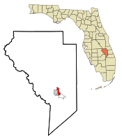 Location in Okeechobee County and the state of Florida