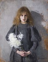 Olga Boznańska - Girl with Chrysanthemums - MNK II-b-1032 - National Museum Kraków