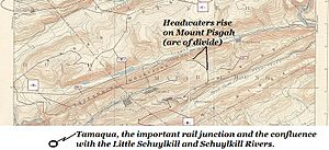PANTHER CREEK RISES=Schuylkill Drainage Divides USGS, Hazelton-Mauch Chunk &Mountain Quads,NW+NE-4