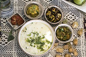 Pakhala with assorted side dishes 02