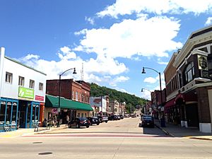 Richland Center's historic downtown, viewed from Court and Main Street.