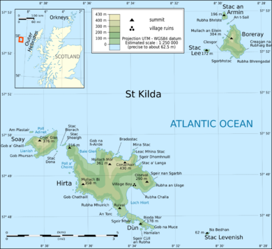 Saint Kilda archipelago topographic map-en