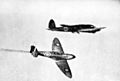 Spitfire and He 111 during Battle of Britain 1940