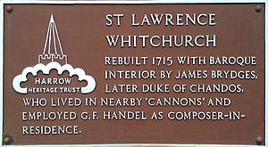 St Lawrence in Whitchurch plaque