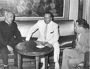 Stevan Kragujevic, Ho Chi Minh, Josip Broz Tito and Edvard Kardelj, Beograd, avgust 1957