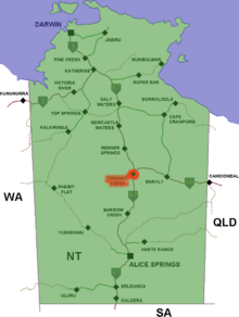 Tennant creek location map in Northern Territory