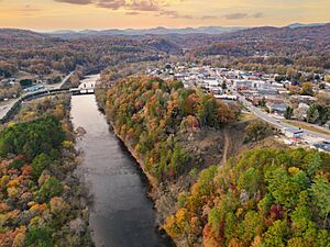 The Hiwassee River and the town of Murphy in Cherokee County, N.C., on Oct. 24, 2022