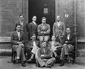 The Merton College rowing team 'The Second VIII'. Pit Corder, seen here third from left on back row.