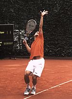 Tommy Haas serves