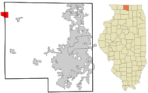 Location in Winnebago County and the state of Illinois.