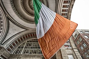 World's largest Irish flag--swaying in the wind (Boston, MA) (13202190293)