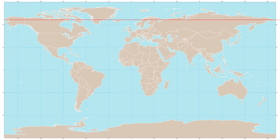 World map with arctic circle