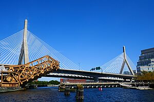 Zakim Bridge and railroad bridge Boston P1010835.jpg