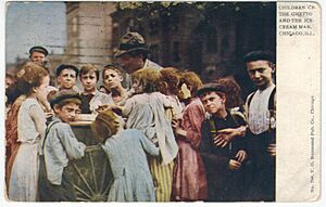 Children in the Ghetto and the Ice-Cream Man. Chicago Ill. (FRONT)