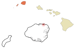 Location in Kauai County and the state of Hawaii